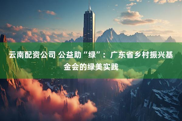 云南配资公司 公益助“绿”：广东省乡村振兴基金会的绿美实践